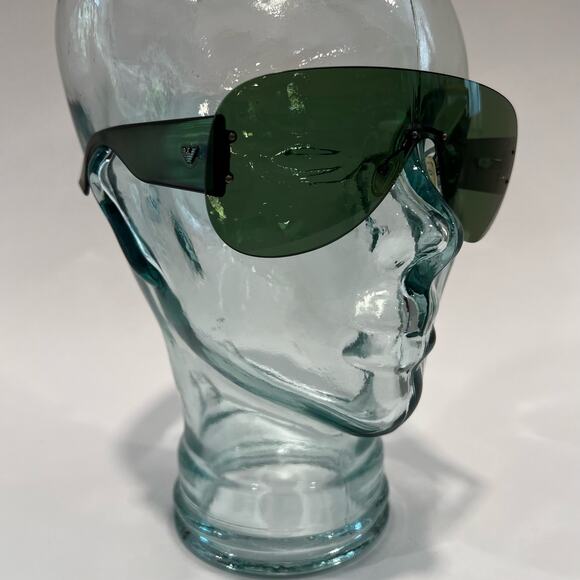 RARE NWOT Vintage Emporio Armani Retro Style Aviator Rimless Sunglasses Green - Picture 2 of 12